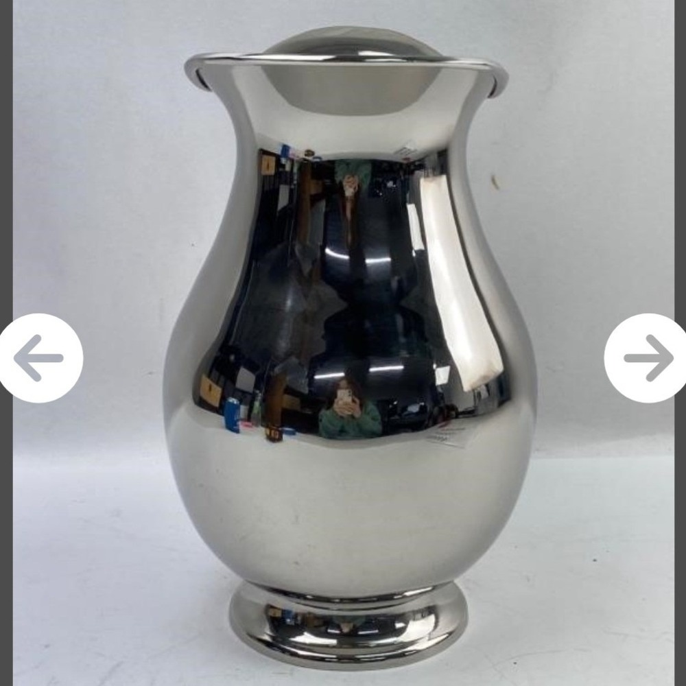 Polished Stainless Steel Pitcher Brown Faux Crocodile Leather Wrapped Handle - Picture 3 of 8